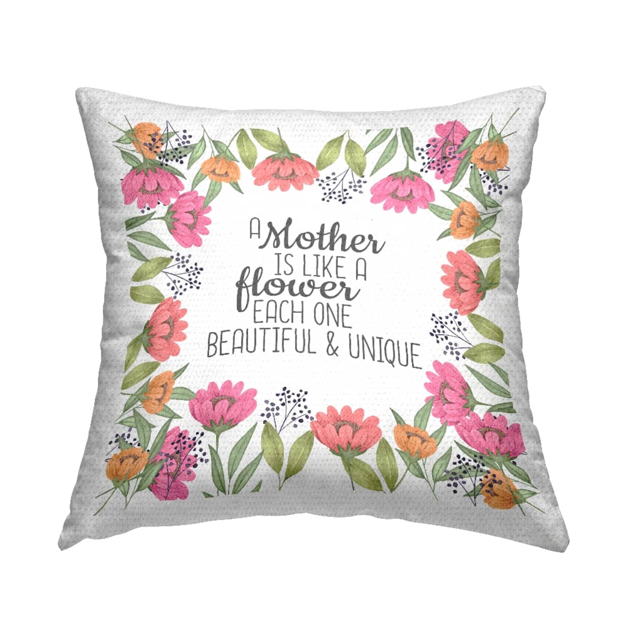 Stupell Industries Floral Mother's Day Phrase, Floral Mother's Day Phrase Outdoor Printed Pillow